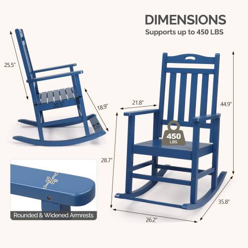 DIMENSIONS  
Supports up to 450 LBS  

- 25.5"  
- 20.5"  
- 18.9"  
- 21.8"  
- 44.9"  
- 33.5"  
- 28.7"  
- 2.8"  
- 35.8"  

Rounded & Widened Armrests  
- 26.2"