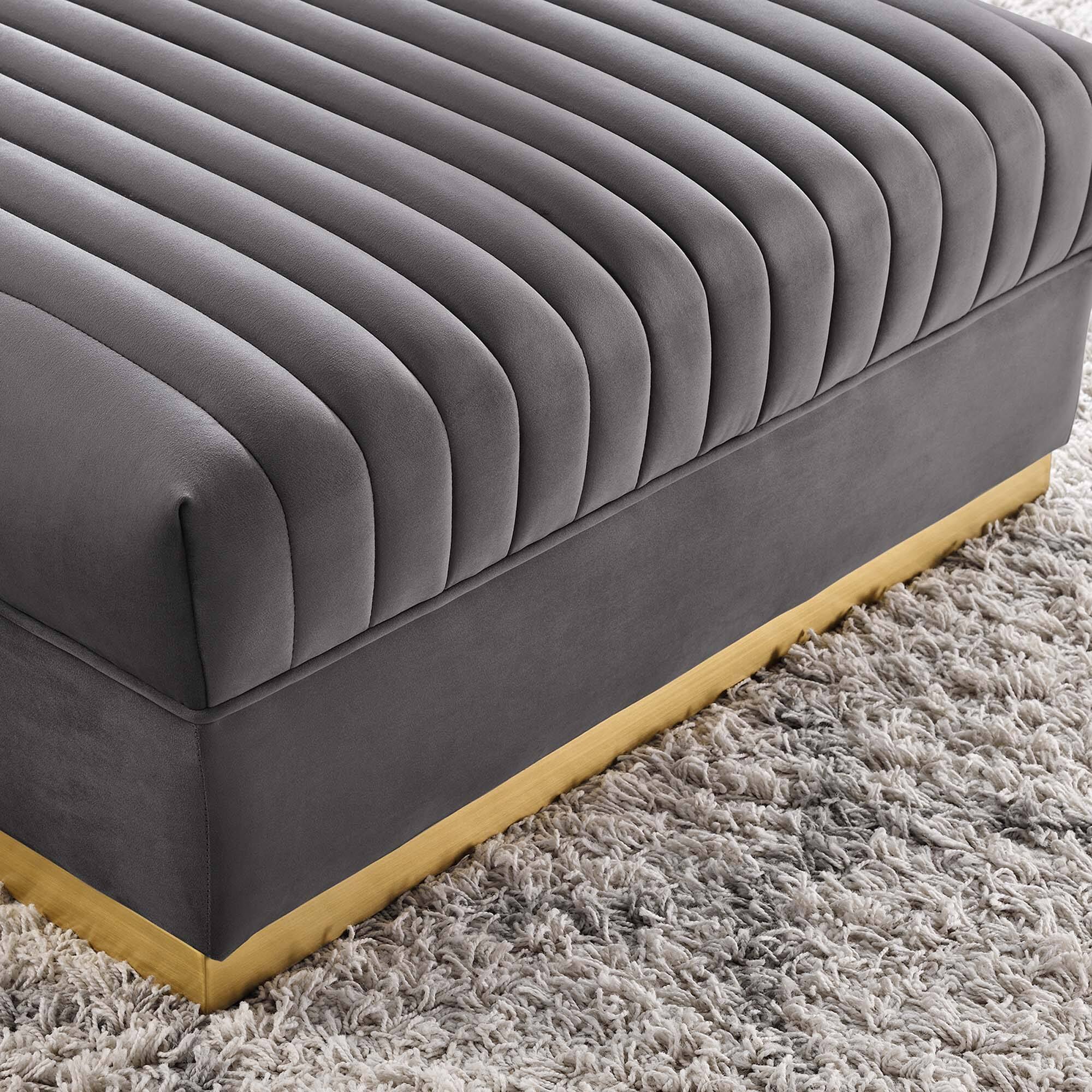 Alt View 2. Modway - Sanguine Channel Tufted Performance Velvet Modular Sectional Sofa Ottoman by Modway - Gray.