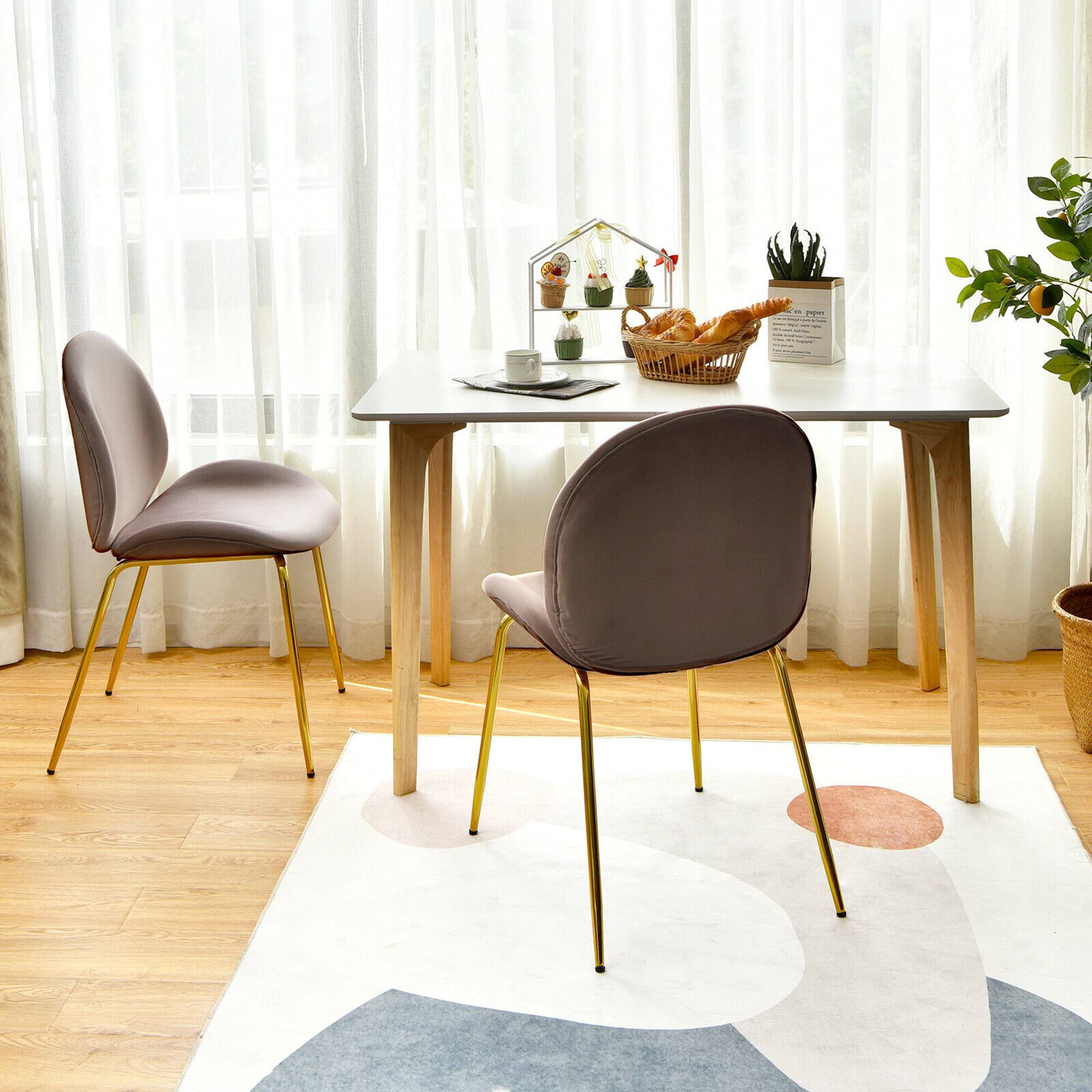 Alt View 4. Gymax - Gymax 4PCS Velvet Dining Chair Accent Leisure Chair Armless Side Chair Pink - Pink.