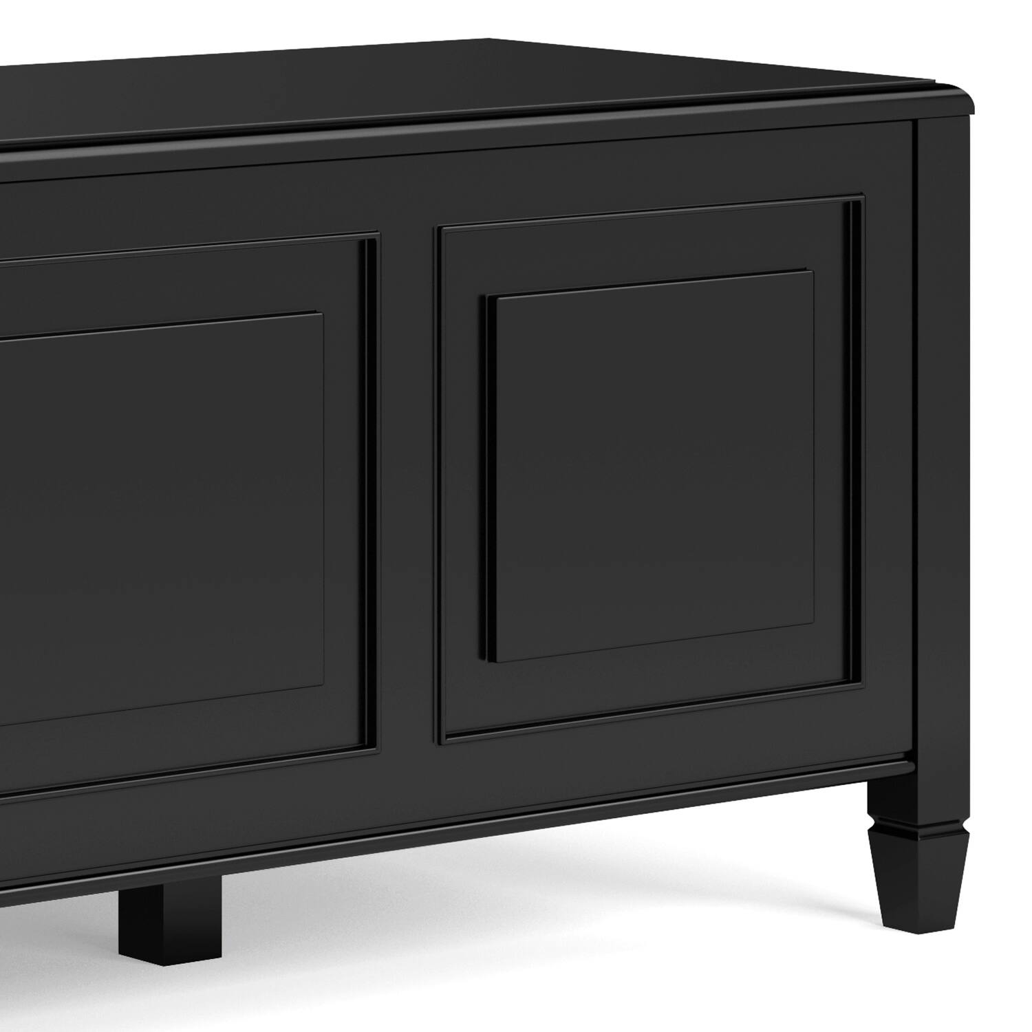 Alt View 6. Simpli Home - Connaught 51 inch Wide Solid Wood Traditional Storage Bench Trunk in Black - Black.
