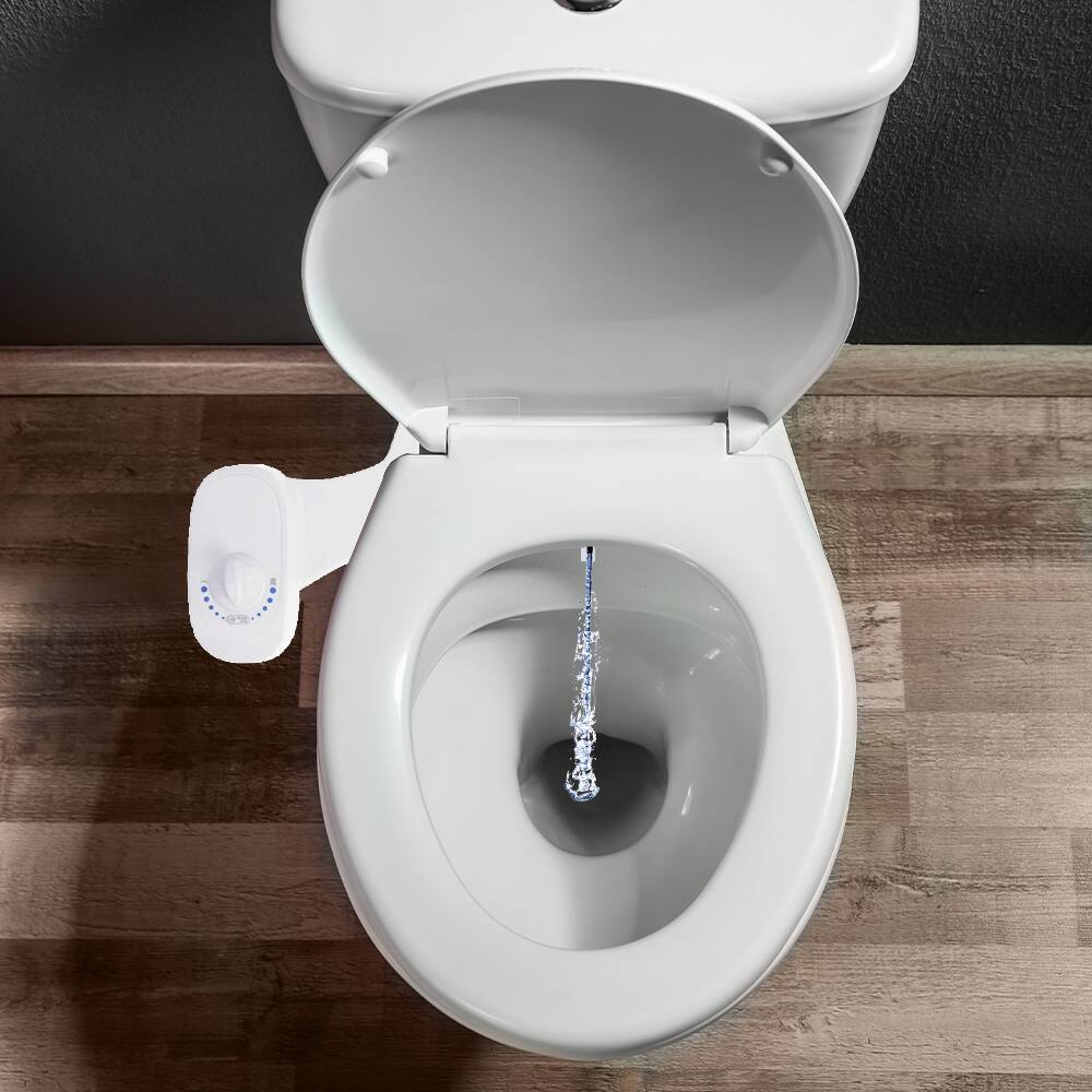 Alt View 3. Deco Essentials - Non-Electric Single Nozzle Toilet Seat Bidet for Standard 15/16" BIDET - White.