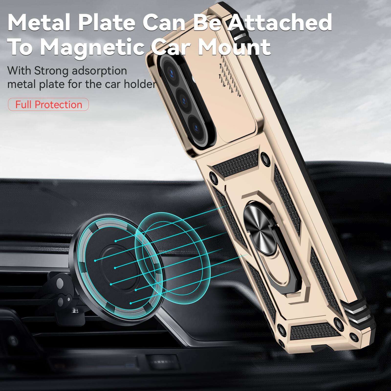 Metal Plate Can Be Attached To Magnetic Car Mount

With Strong adsorption metal plate for the car holder

Full Protection