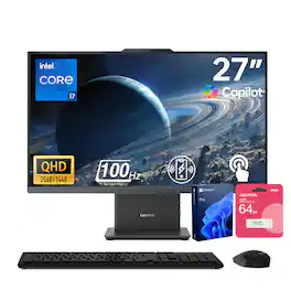 Lenovo - Upgraded - IdeaCentre I 27" QHD Touch All-in-One - Intel Core i5-13420H - 32GB RAM 2TB SSD - Wireless K&M - Adata 64GB USB Drive - Black