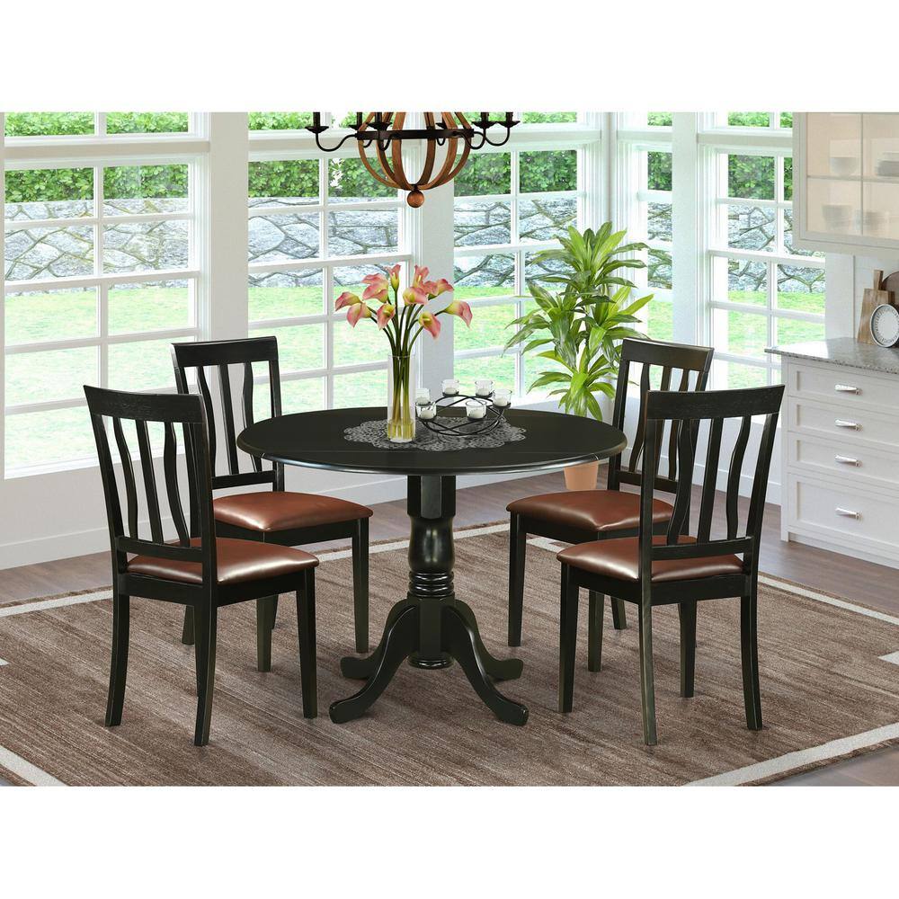 Back. East West Furniture - 5 PC Dining room set for 4-Dinette Table and 4 Kitchen Chairs - Black.