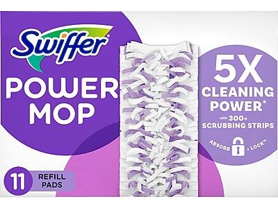 Swiffer POWER MOP  
5X CLEANING POWER*  
with 300+ SCRUBBING STRIPS  
ABSORB + LOCK™  
11 REFILL PADS
