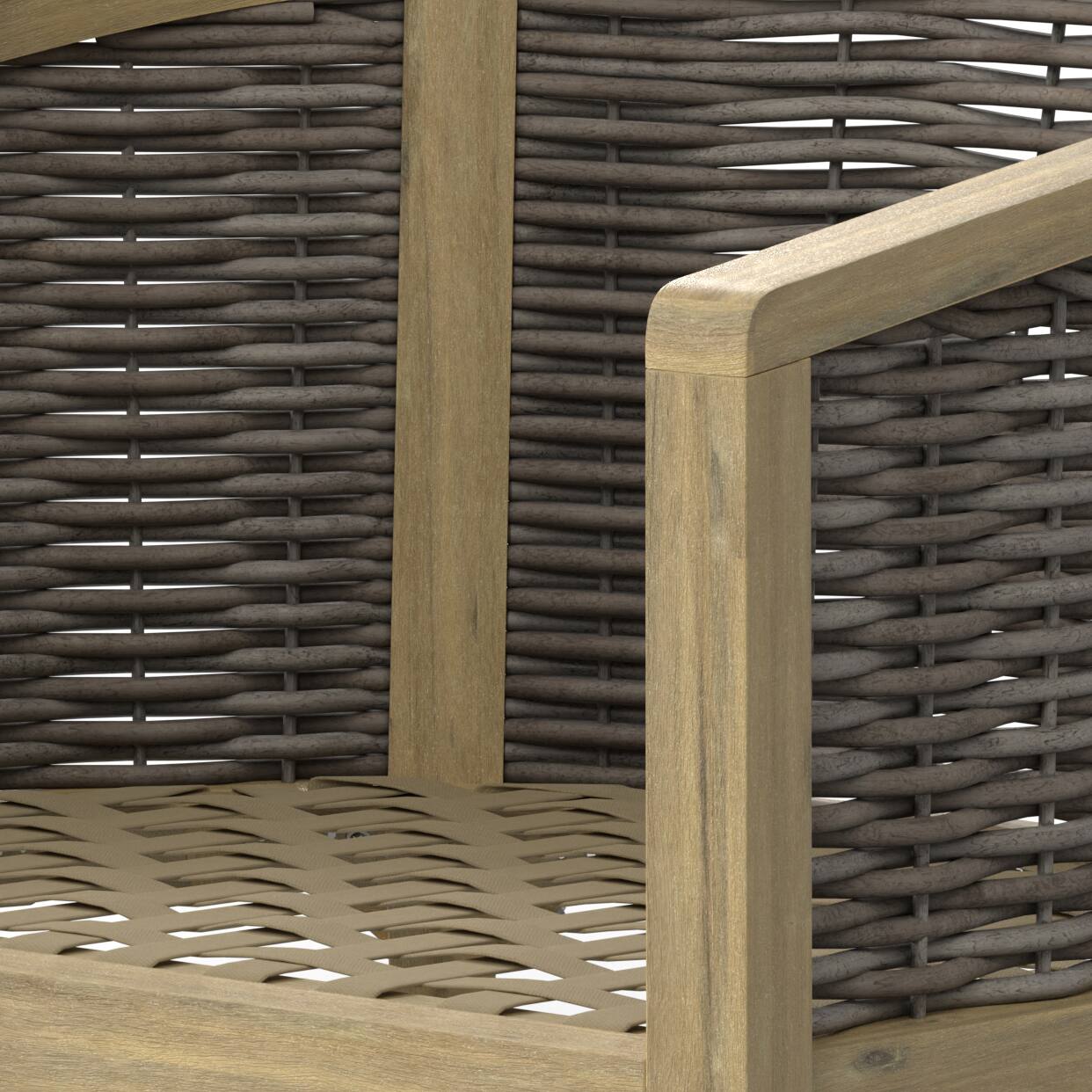 Alt View 6. Simpli Home - Parkside SOLID ACACIA WOOD 32 inch Contemporary Outdoor Conversation Chair (Set of 2) Fully Assembled - Natural.