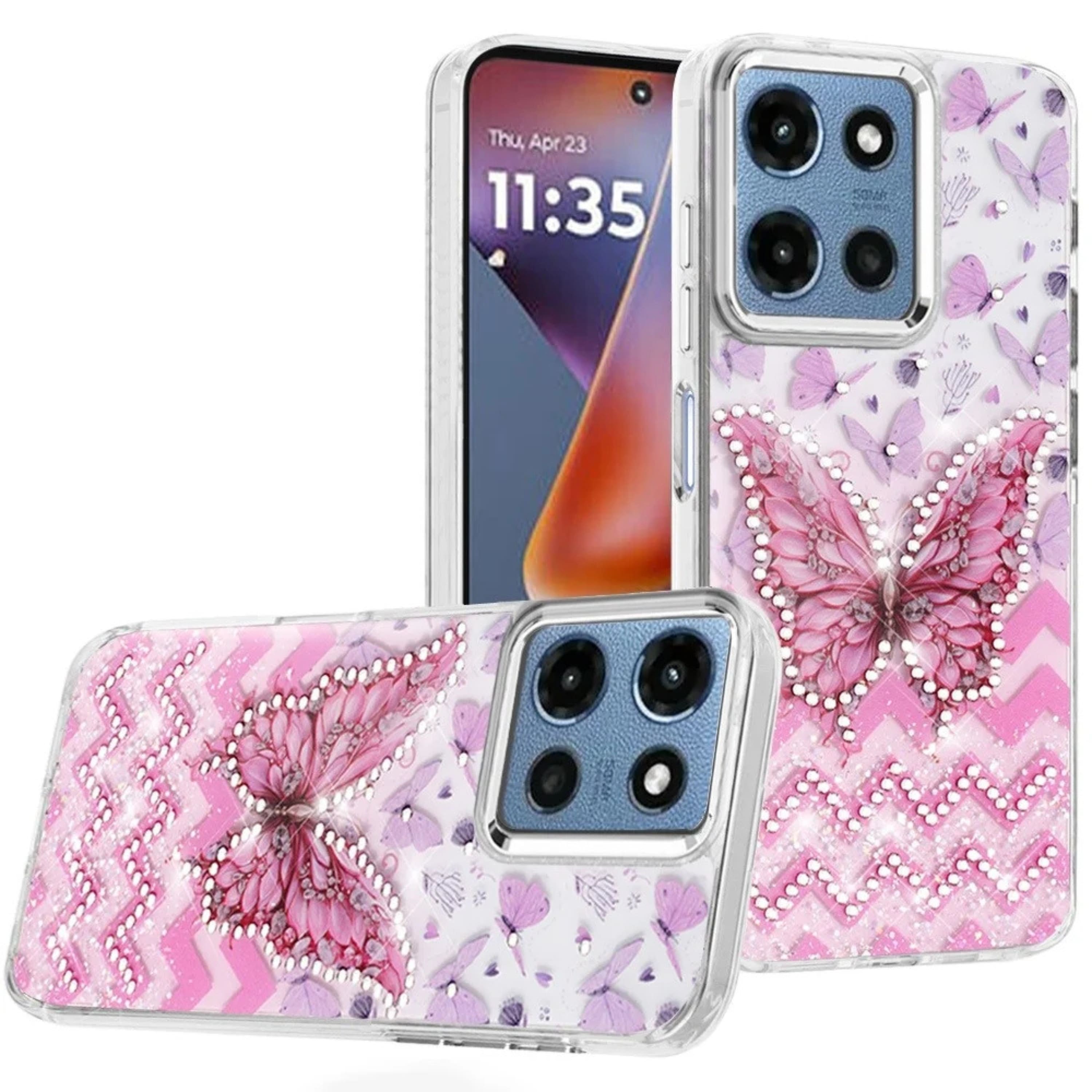 Kitcheniva - Colorful Jewel Design Resin Case With Tempered Glass For Moto G 2025 2026 G Play 2026 - Pink price history on PriceWatchPro