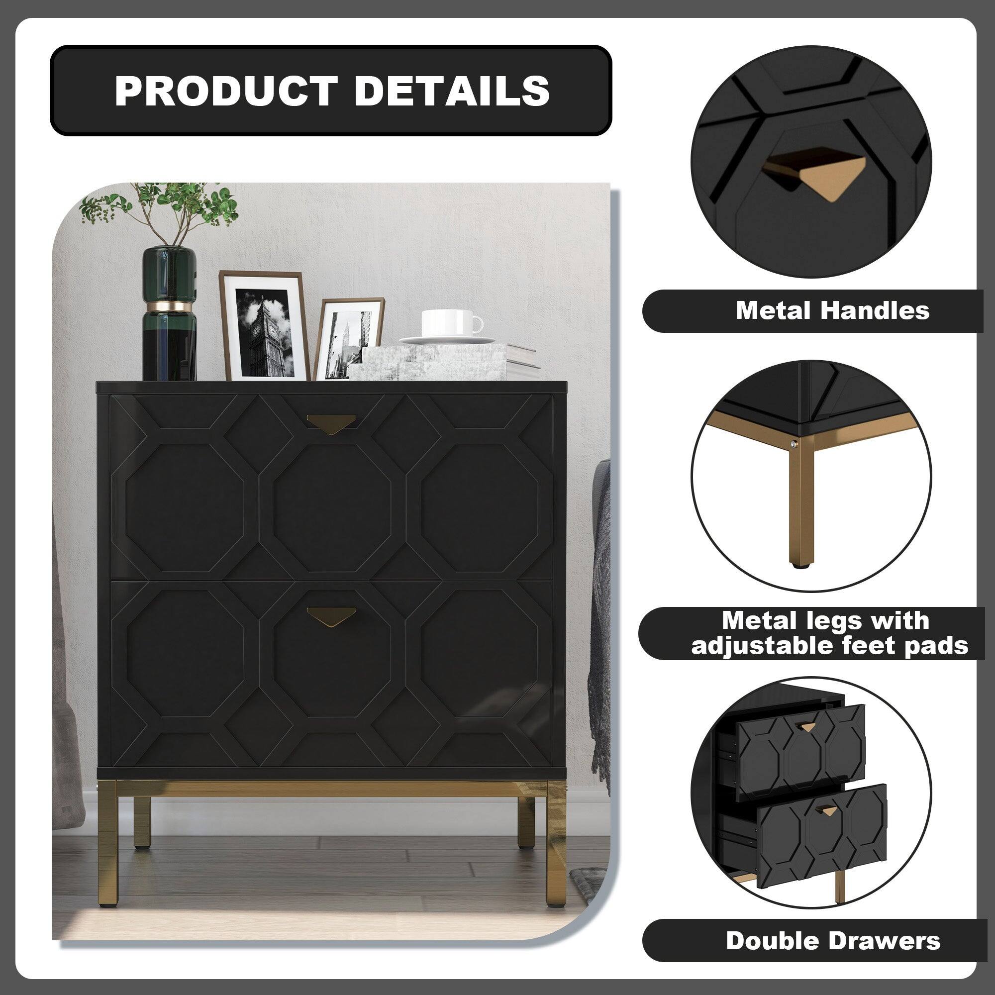 PRODUCT DETAILS

Metal Handles
Metal legs with adjustable feet pads
Double Drawers