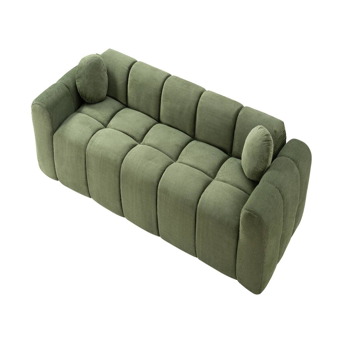 Alt View 7. Ropilly - Ropilly Extra Large Corduroy Sofa, Sofa in a Box, Green 3 Seater Upholstered Sofa with 2 Pillows - Green.