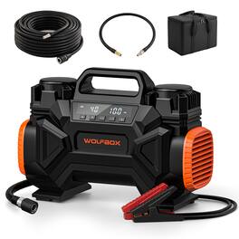 WOLFBOX - HF60D Tire Inflator, Dual Cylinder Air Compressor 150 PSI for Jeep, Truck, SUV Tires, 1080W Motor Fast Inflation (4000 Wh Capacity) - Black