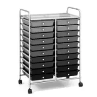 Costway - 20 Drawers Rolling Storage Cart Art Craft Organizer on Wheels Multipurpose - Gradient Gray - Front_Zoom