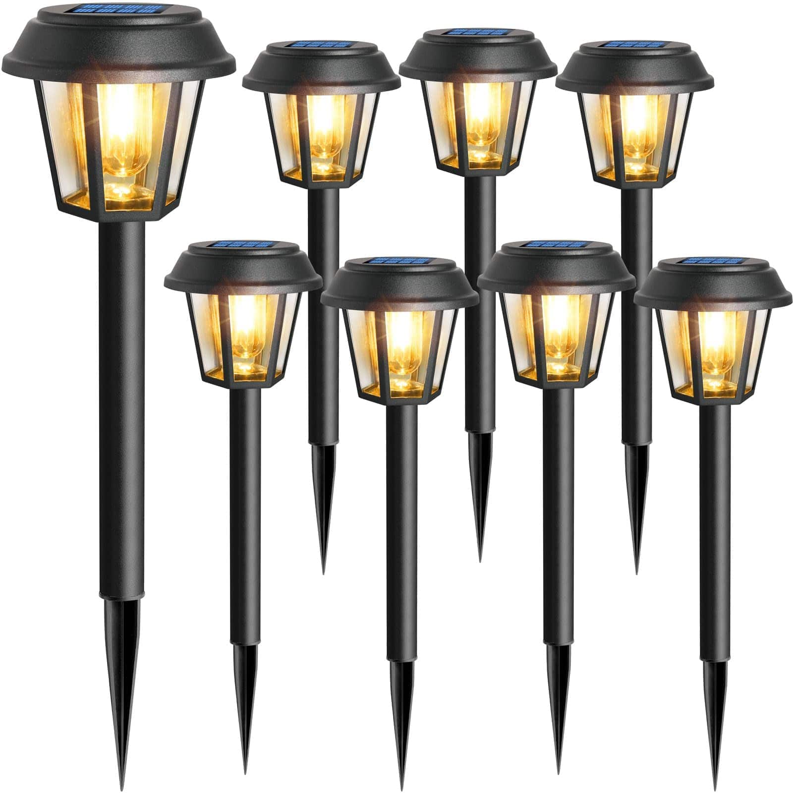 Dazzed Corner - Solar Pathway Lights Outdoor,8 Pack Solar Lights Outdoor,Landscape Path - Black