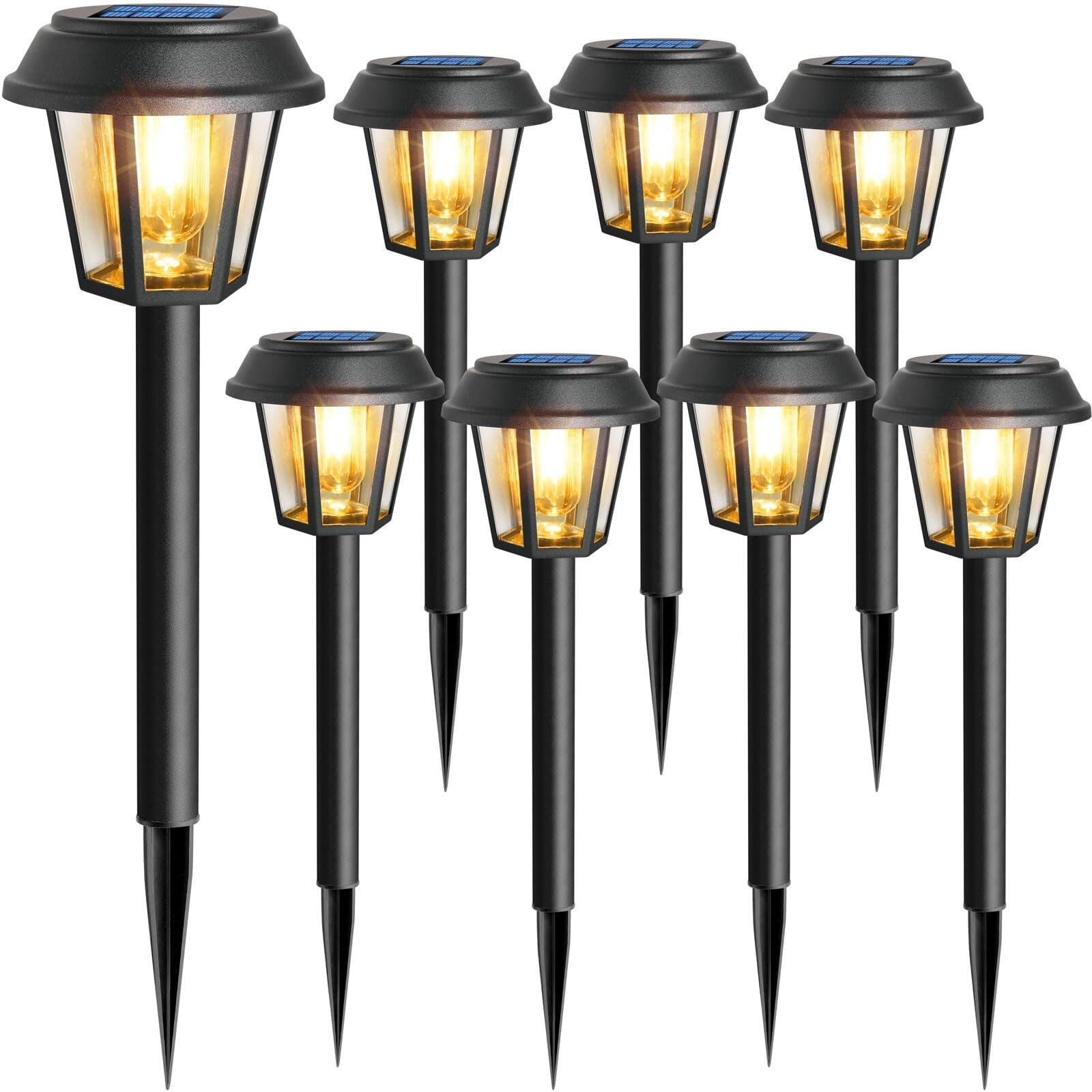 Dazzed Corner - Solar Pathway Lights Outdoor,8 Pack Solar Lights Outdoor,Landscape Path - Black