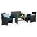 Front. Best Choice Products - Best Choice Products 4-Piece Outdoor Wicker Patio Conversation Furniture Set w/ Table, Cushions - Black/Peacock - Black/Peacock.