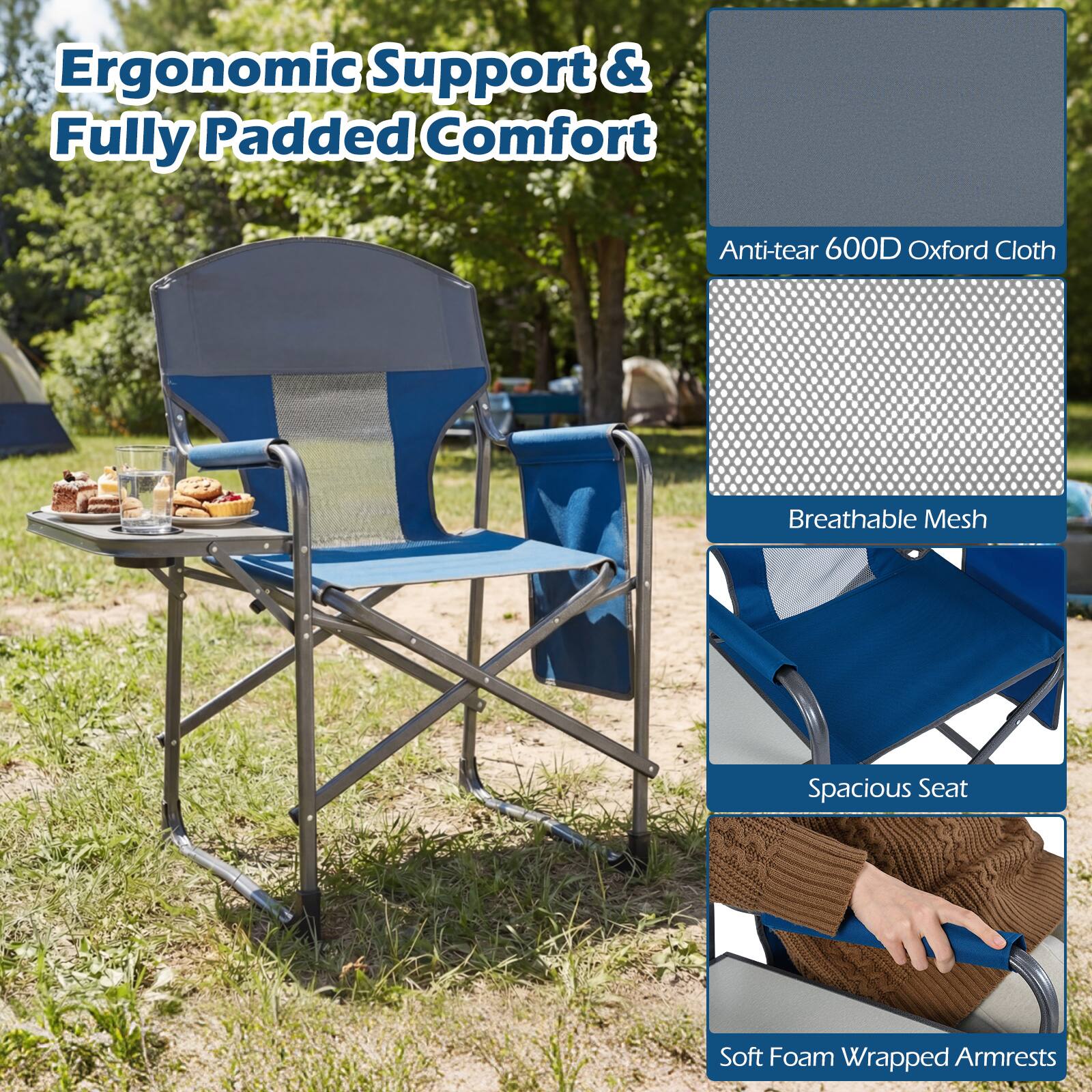 Ergonomic Support & Fully Padded Comfort

- Anti-tear 600D Oxford Cloth
- Breathable Mesh
- Spacious Seat
- Soft Foam Wrapped Armrests