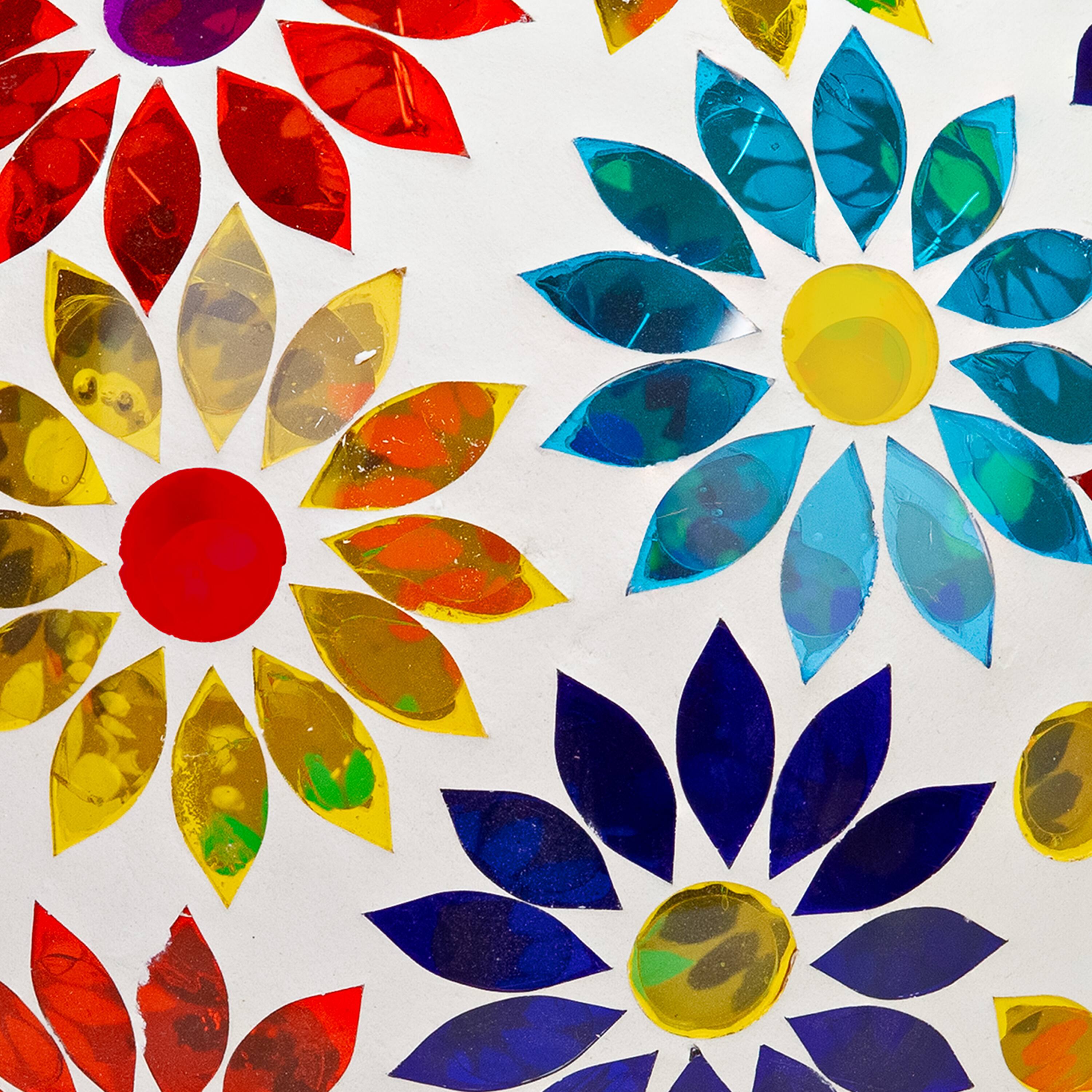 Alt View 6. Sunnydaze - Mosaic Gazing Ball with Solar Light - 10 in - Midsummer Dahlias.