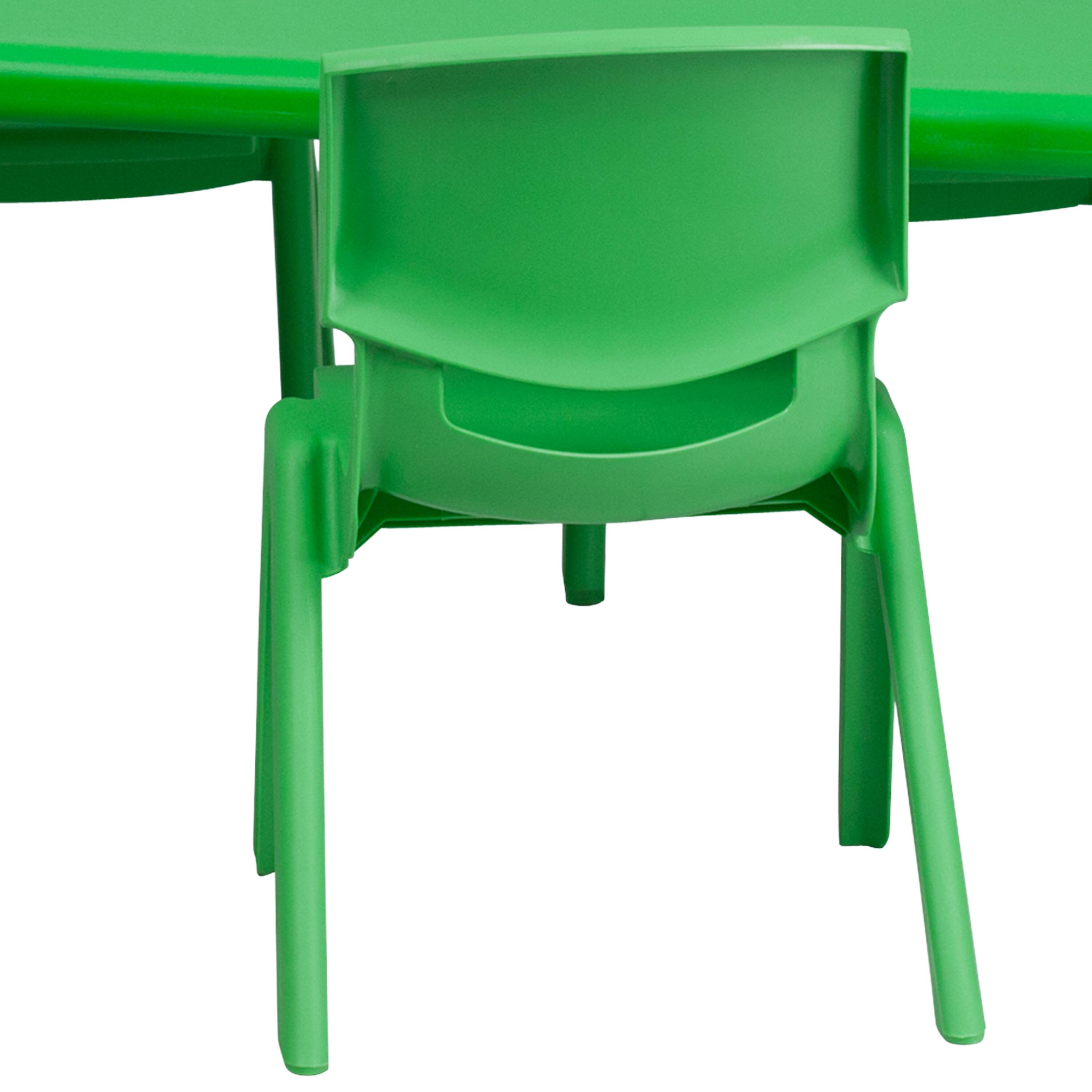 Alt View 3. Emma + Oliver - 24"W x 48"L Rectangular Plastic Height Adjustable Activity Table Set with 4 Chairs - Green.