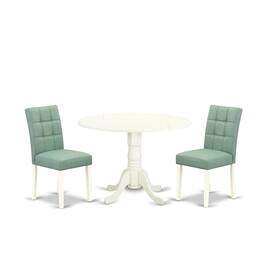 East West Furniture - 3 Piece Modern Dining Set contain A Wood Dining Table - White