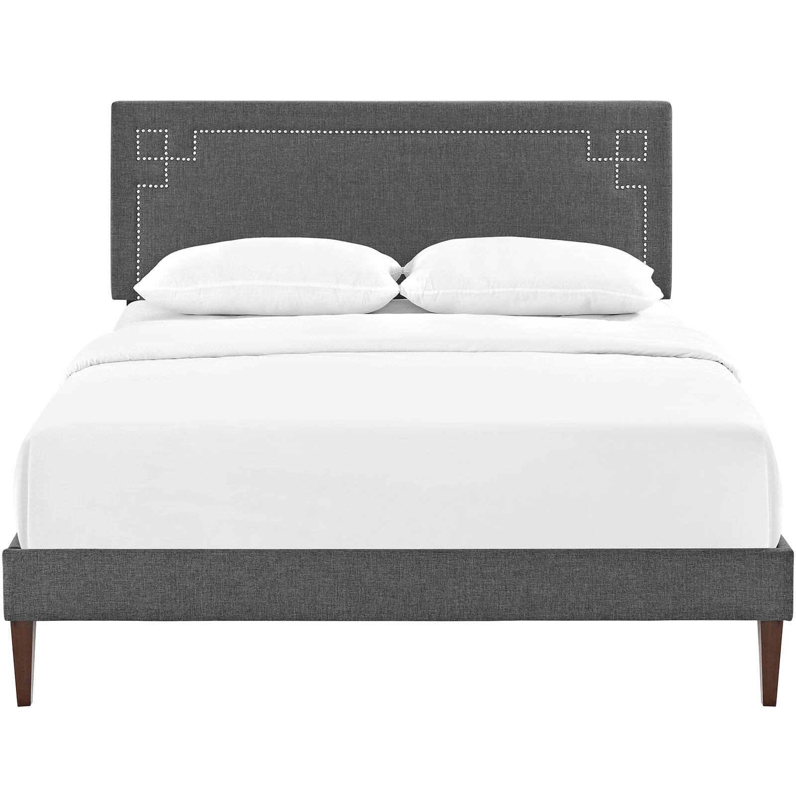 Back. Modway - June Wood Queen Platform Bed Frame - Gray.