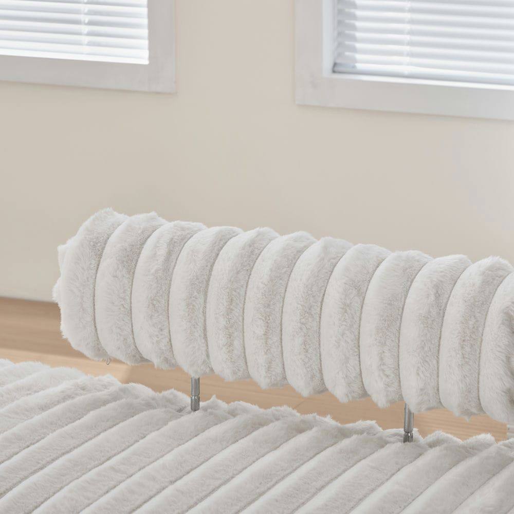 Alt View 4. Kadyn - 49.6" Wide Upholstered Mini Loveseat, 2-Seater Small Sofa End of Bed Bench Window Ottoman Footrest, Beige - Beige.