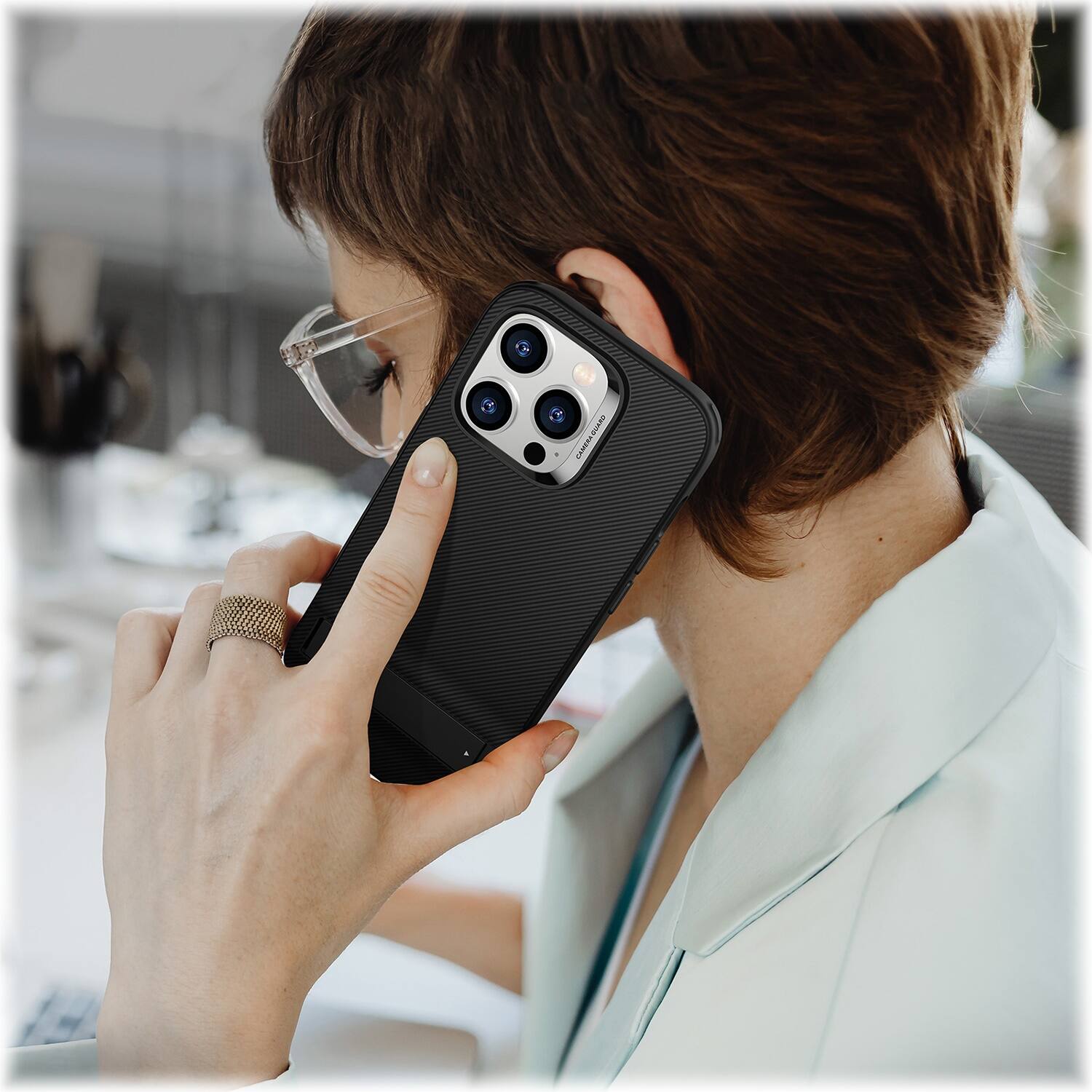 Alt View 13. SaharaCase - AirShield Boost Kickstand Series Case for Apple iPhone 14 Pro - Black.