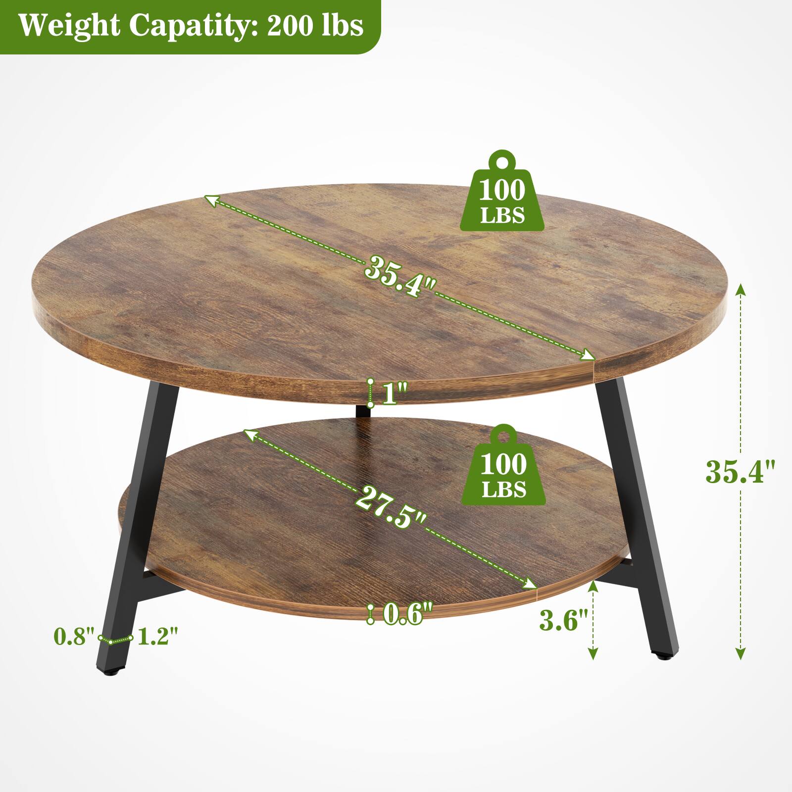 Weight Capacity: 200 lbs

35.4" 100 LBS

1" 27.5" 100 LBS

35.4" 0.8" 1.2" : 0.6" 3.6"