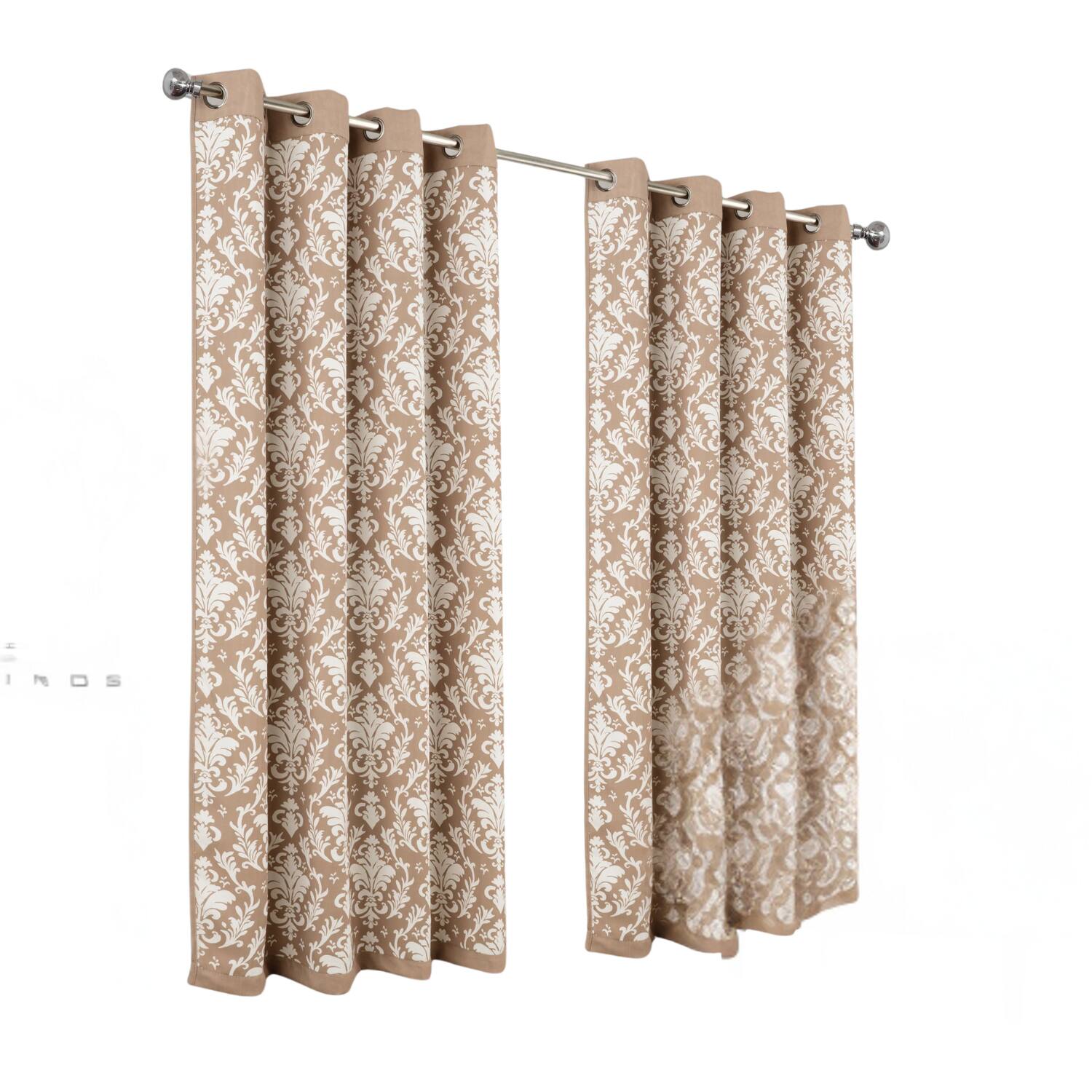 Front. Olivia Gray - Olivia Gray 100% Polyester 190 GSM Cressida Reversible Blackout Grommet Curtain Panel 54" x 84" Taupe - Taupe.