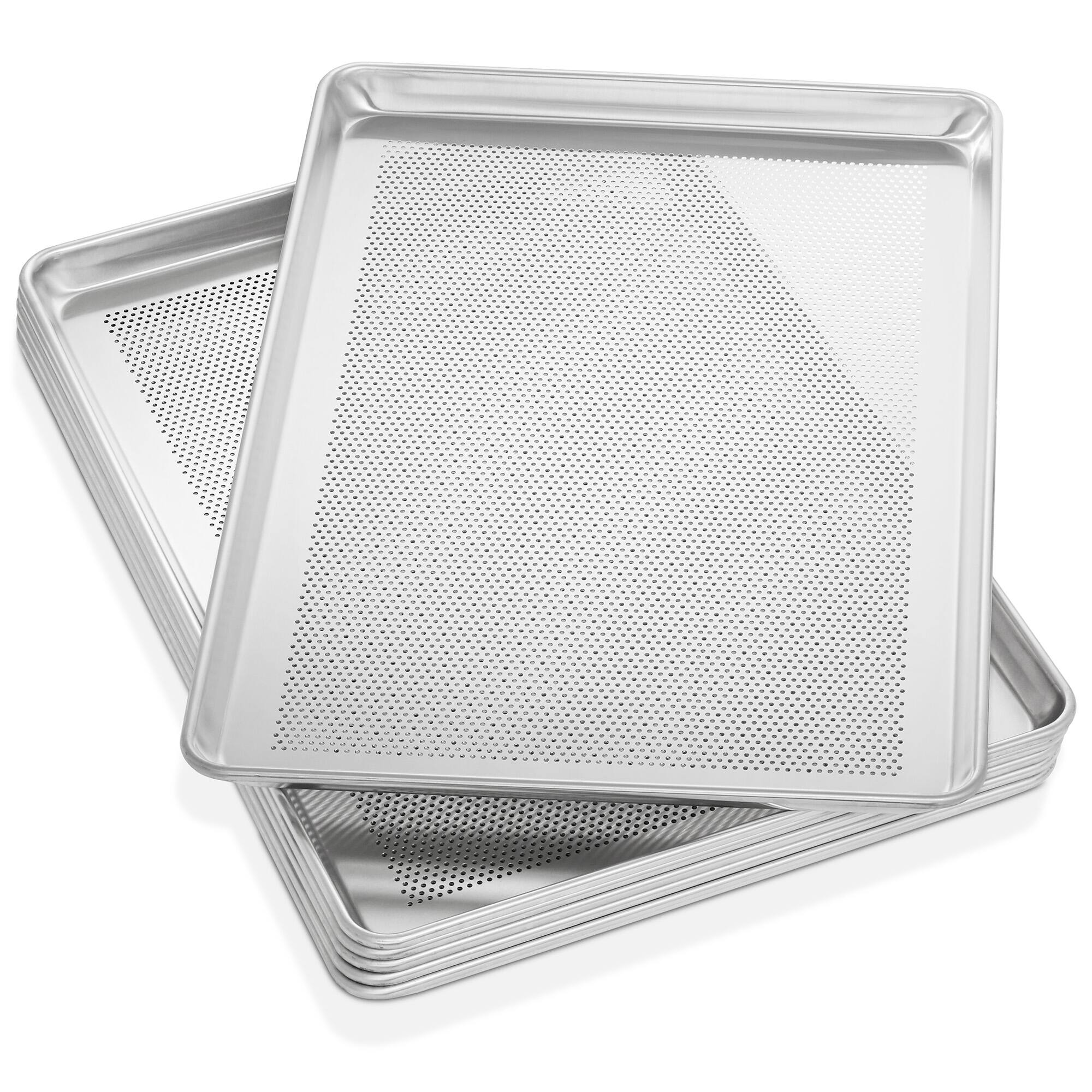 Front. GRIDMANN - 18 x 26-in 6pk - Commercial Aluminum Perforated Baking Sheets - Silver.