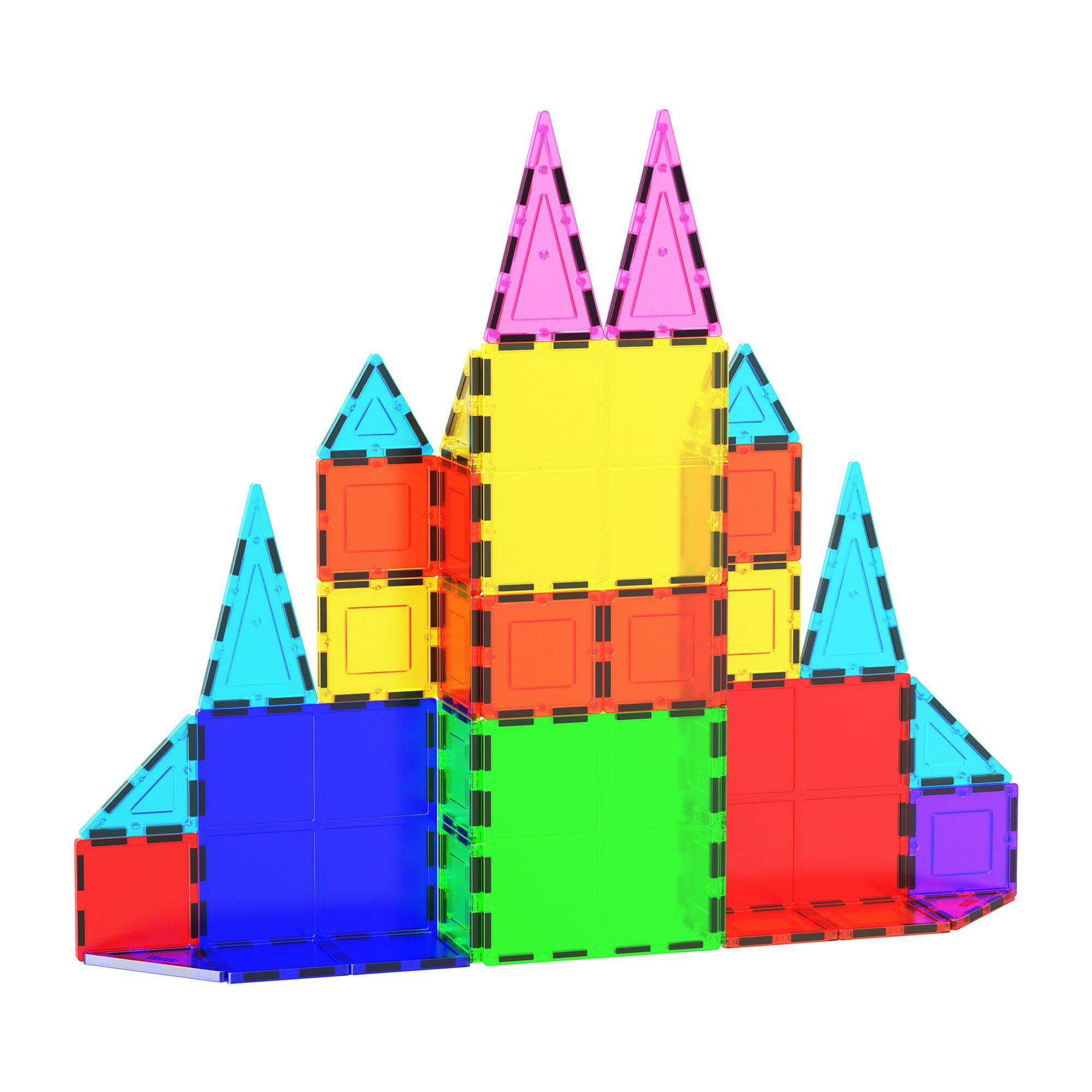 Alt View 5. PicassoTiles - PICASSO-TILES 4PCS Large Square Magnetic Building Blocks, STEM Educational Toy, Pretend Play & Brain Development Playset.