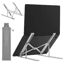 Vena - Portable Laptop Stand for Desk, Foldable Laptop Stand Compact, Adjustable Travel Computer Stand for Macbook iPad Lenovo - Silver