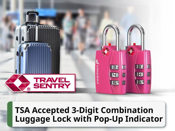 TRAVEL SENTRY R FoSmon TSA Accepted 3-Digit Combination Luggage Lock with Pop-Up Indicator
