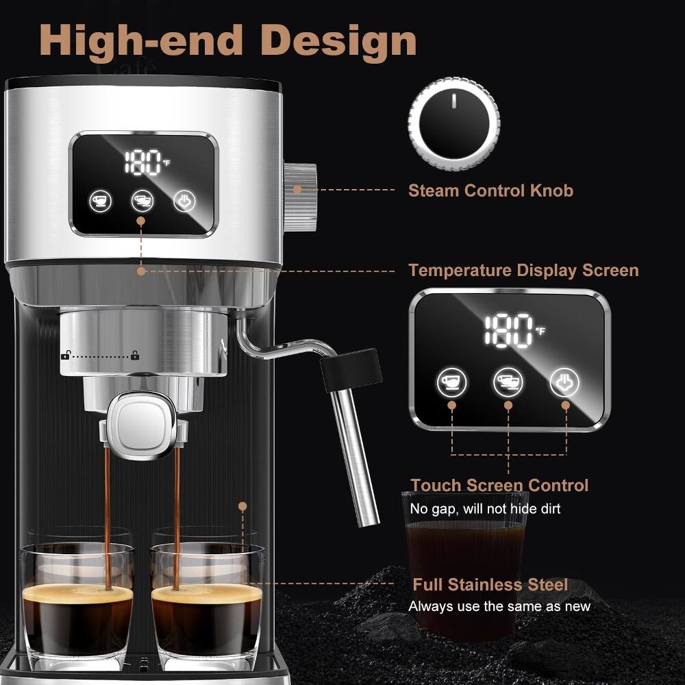 High-end Design

- Steam Control Knob
- Temperature Display Screen
- Touch Screen Control
- No gap, will not hide dirt
- Full Stainless Steel
- Always use the same as new