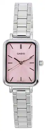 Casio - Analog Pink Dial Quartz LTP-V009D-4E Ladies Watch Stainless Steel - Silver and Pink