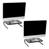 Mind Reader - Monitor Stand, Ventilated Laptop Riser, Desktop Organizer, Metal, 14.5"L x 11.25"W x 4.25"H, Set of 2 - Black - Front_Zoom