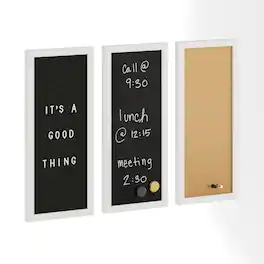 Martha Stewart - Everette Cork/Chalk/Letter Board Set with Accessorie - White Woodgrain