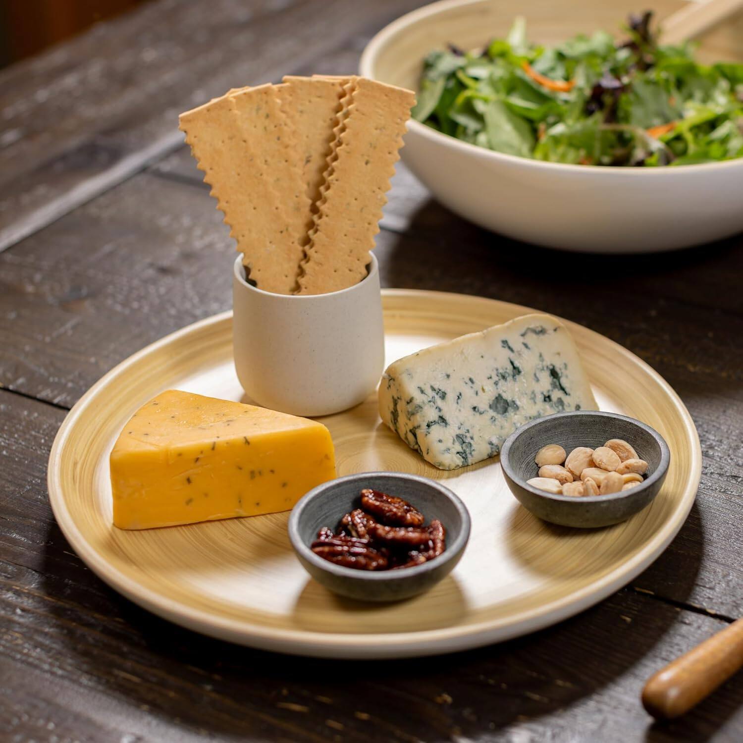 Alt View 2. Lexa - Bamboo Serving Plate Set, 12 Inch x 2, White - White.