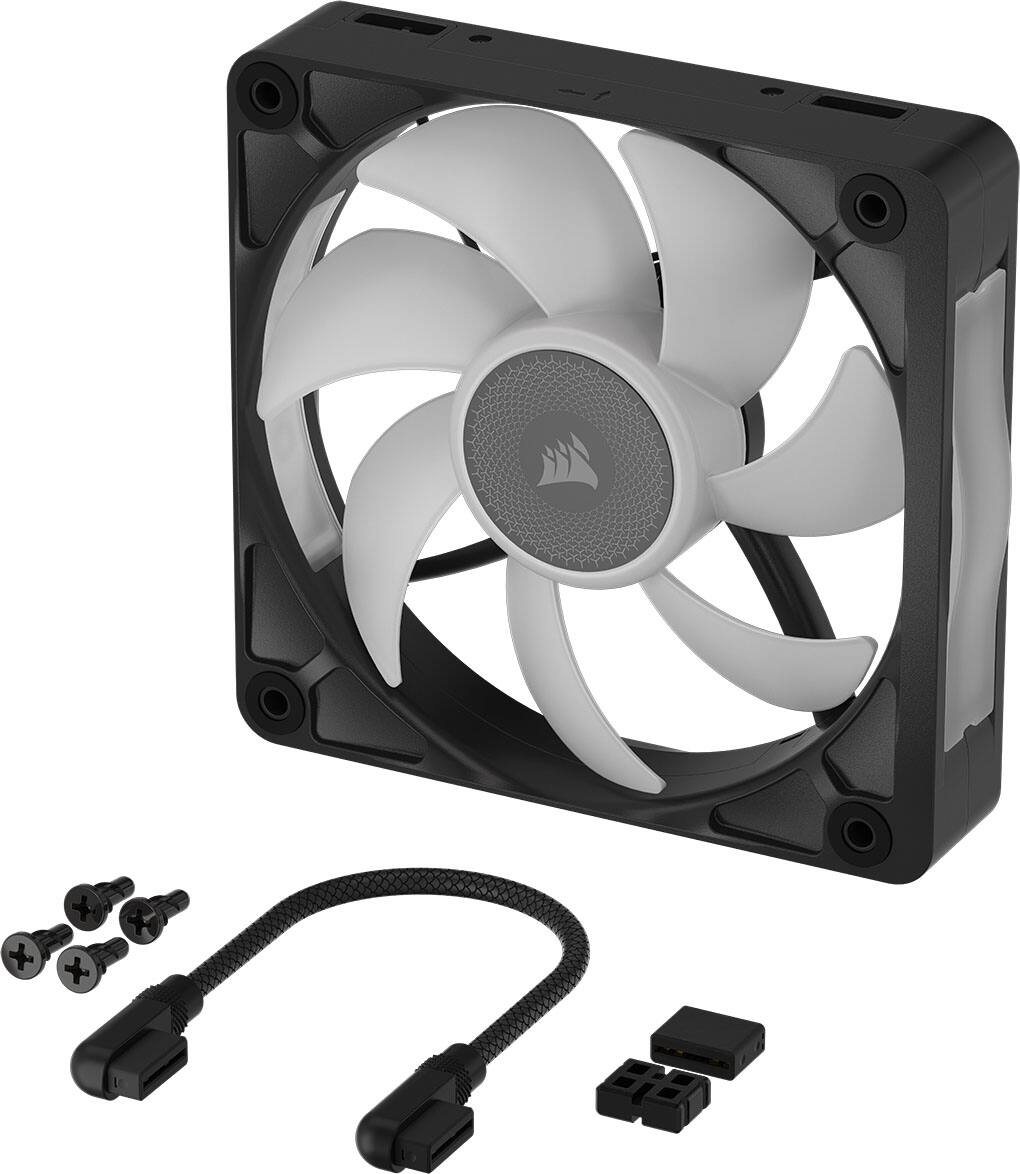 Alt View 9. CORSAIR - iCUE LINK RX120 II RGB 120mm PWM Fans – Optimized for quiet operation – Up to 2,100 RPM – 8 RGB LEDs per fan - Black.