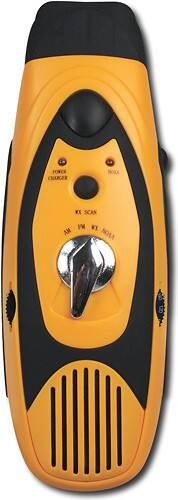 Front Standard. LifeGear - 6-in-1 Emergency NOAA AM/FM Radio with Flashlight - Black/Yellow.