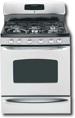 Front Standard. GE - 30" Self-Cleaning Freestanding Gas Convection Range - Stainless-Steel.