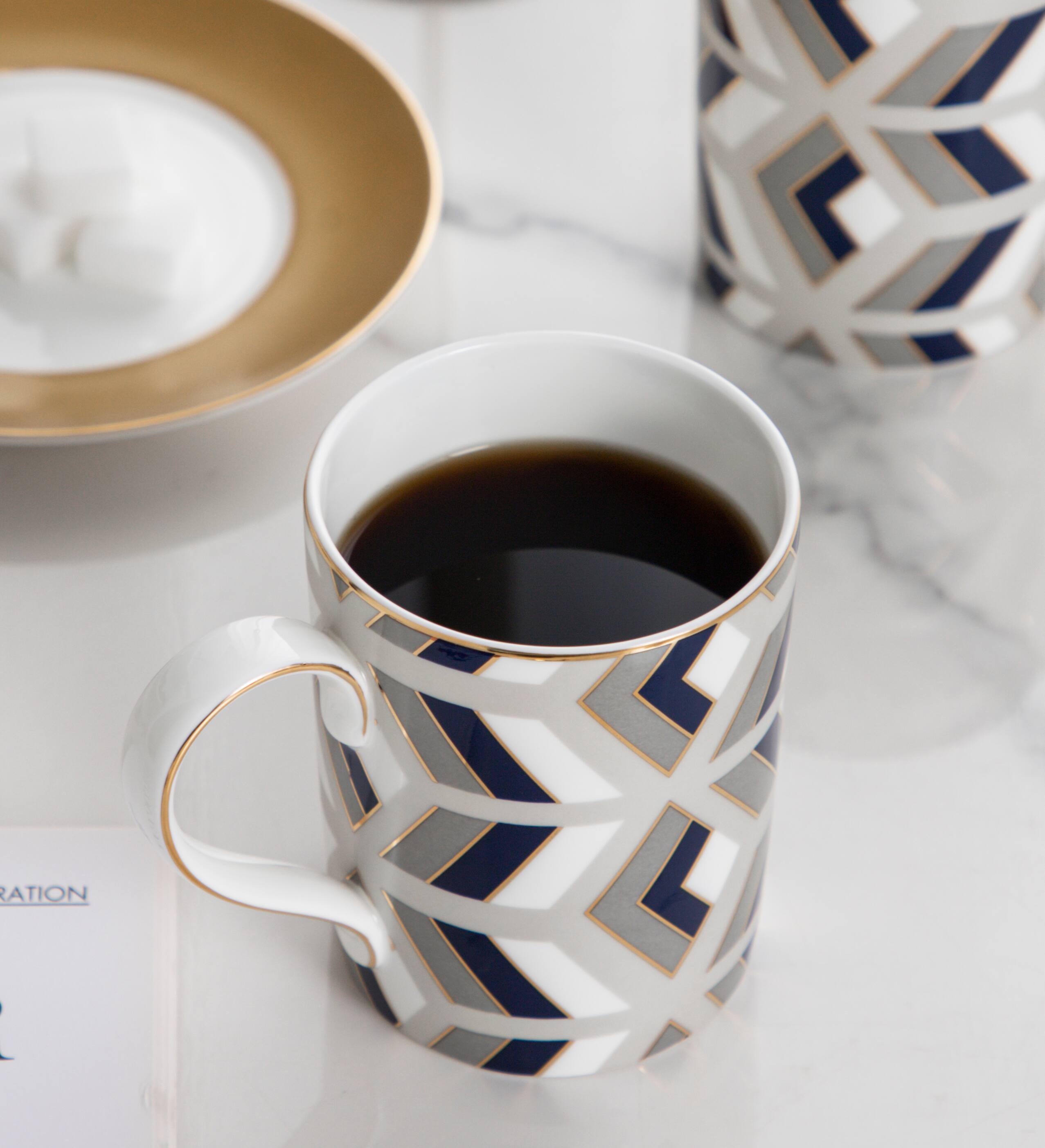 Back. Jiallo - The Elegance in Porcelain Tea Service Collection - Set of two Coffee Mugs - Multi Color.