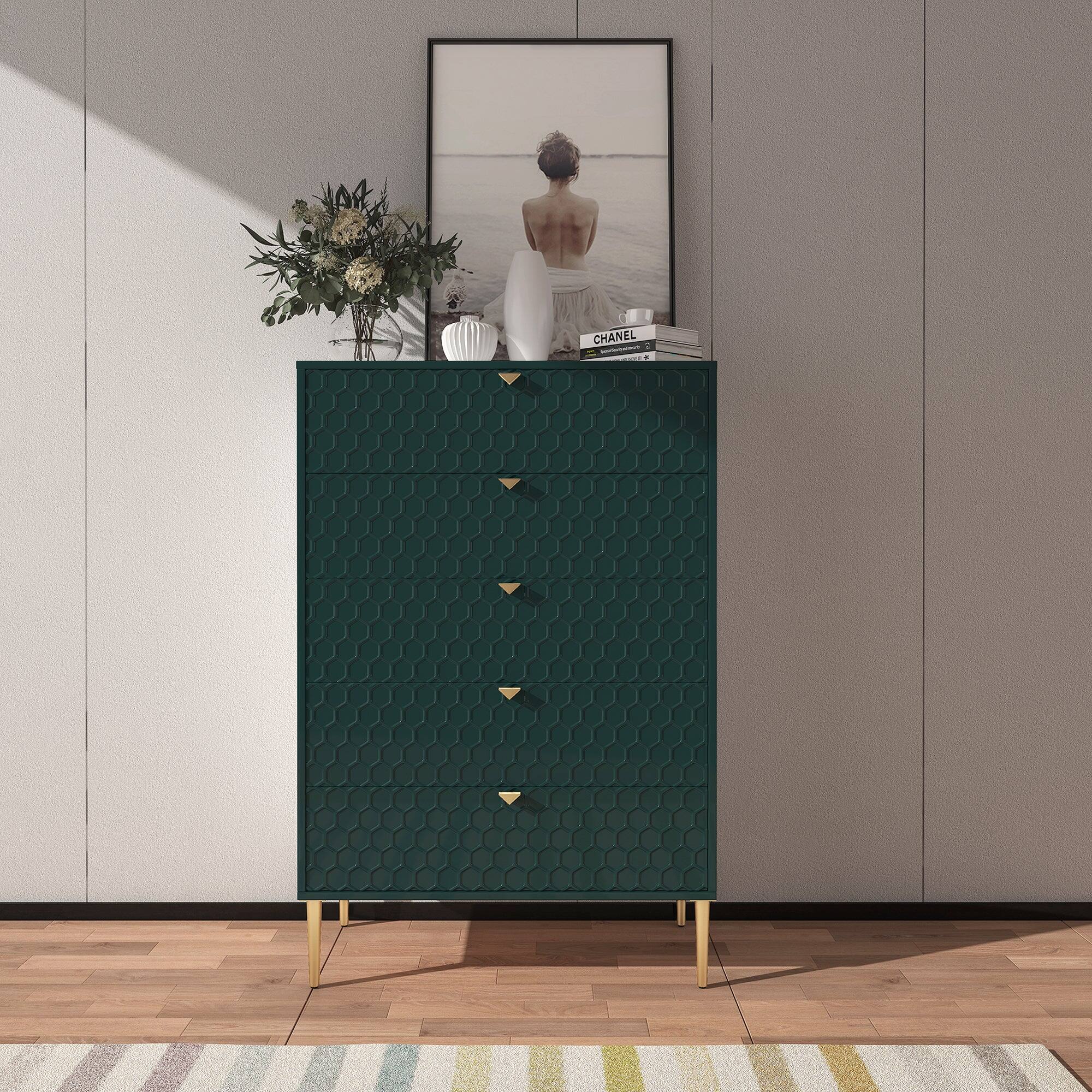 Alt View 2. Boyel Living - Green Accent Storage Cabinet with 5-Drawer Chest - Green.