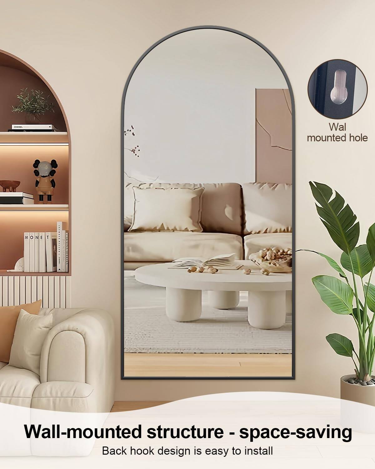 Wall-mounted structure - space-saving  
Back hook design is easy to install  

Wal mounted hole