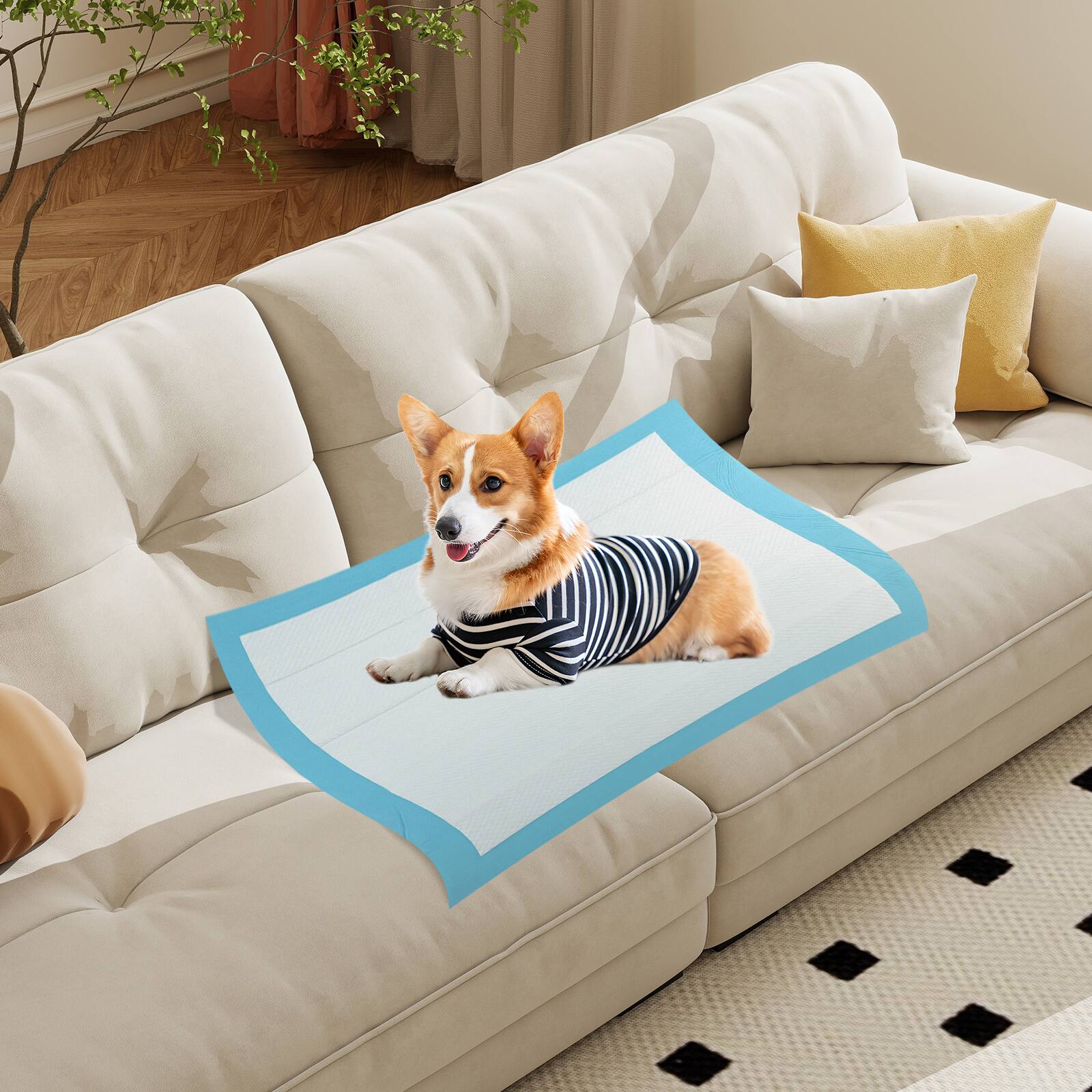 Alt View 3. Gymax - Gymax 36'' x 24'' (150 Counts) Dog Potty Training Pads Puppy Pee Pads w/6-layer Construction Quick-Drying - Blue.