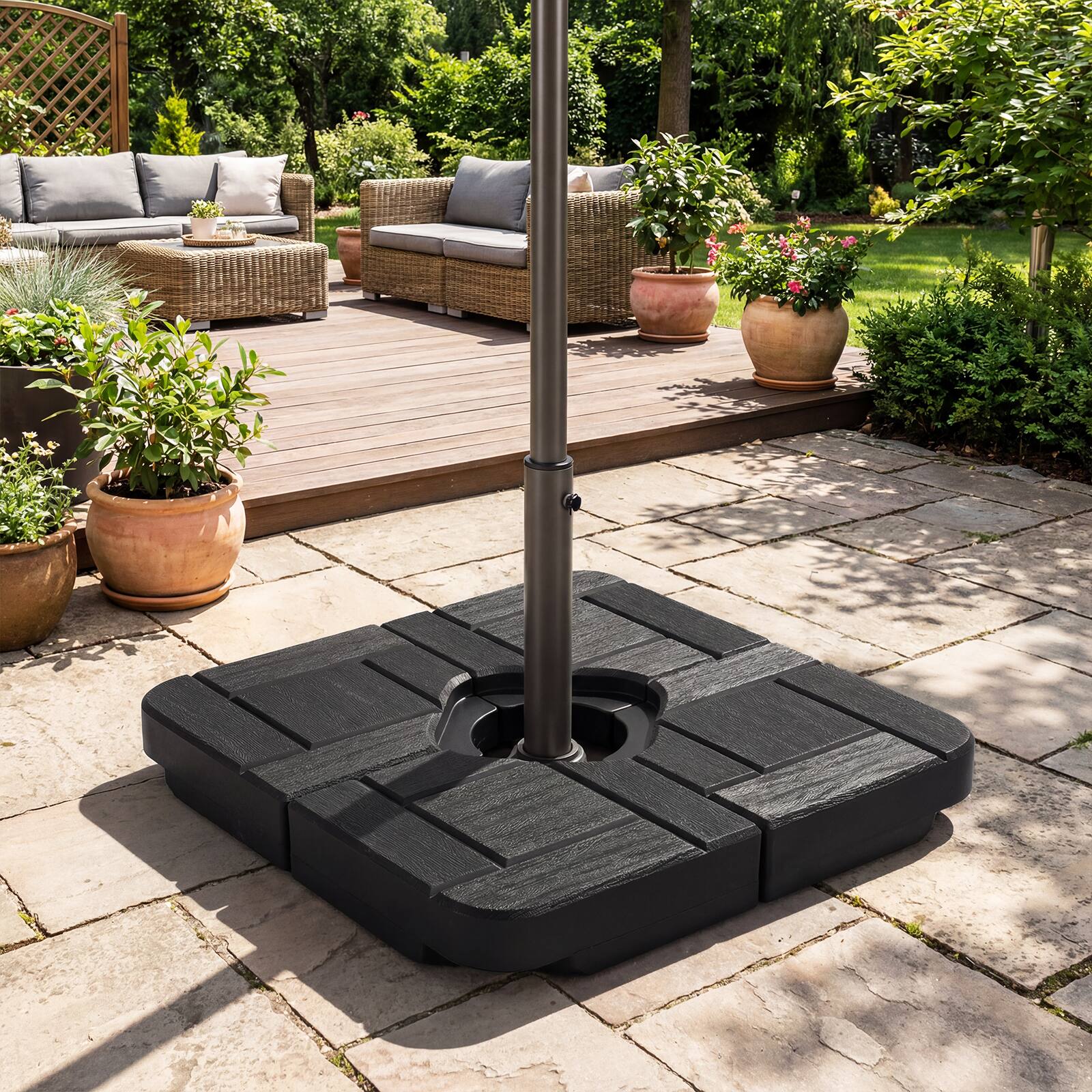 Alt View 3. Gymax - Gymax 4-Piece 188 LBS Heavy Duty Cantilever Offset Patio Umbrella Base Water Filled - Black.