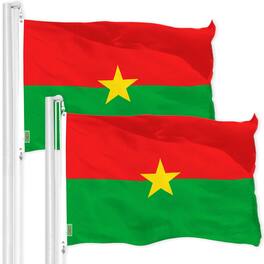 G128 - Burkina Faso Flag 2-Pack 3x5 Ft 150D Polyester Indoor/Outdoor Brass Grommets - Red, Green, Yellow
