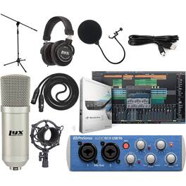 PreSonus - AudioBox 96 USB 2×2 Recording Bundle – Interface, Condenser Mic, Headphones & DAW Software