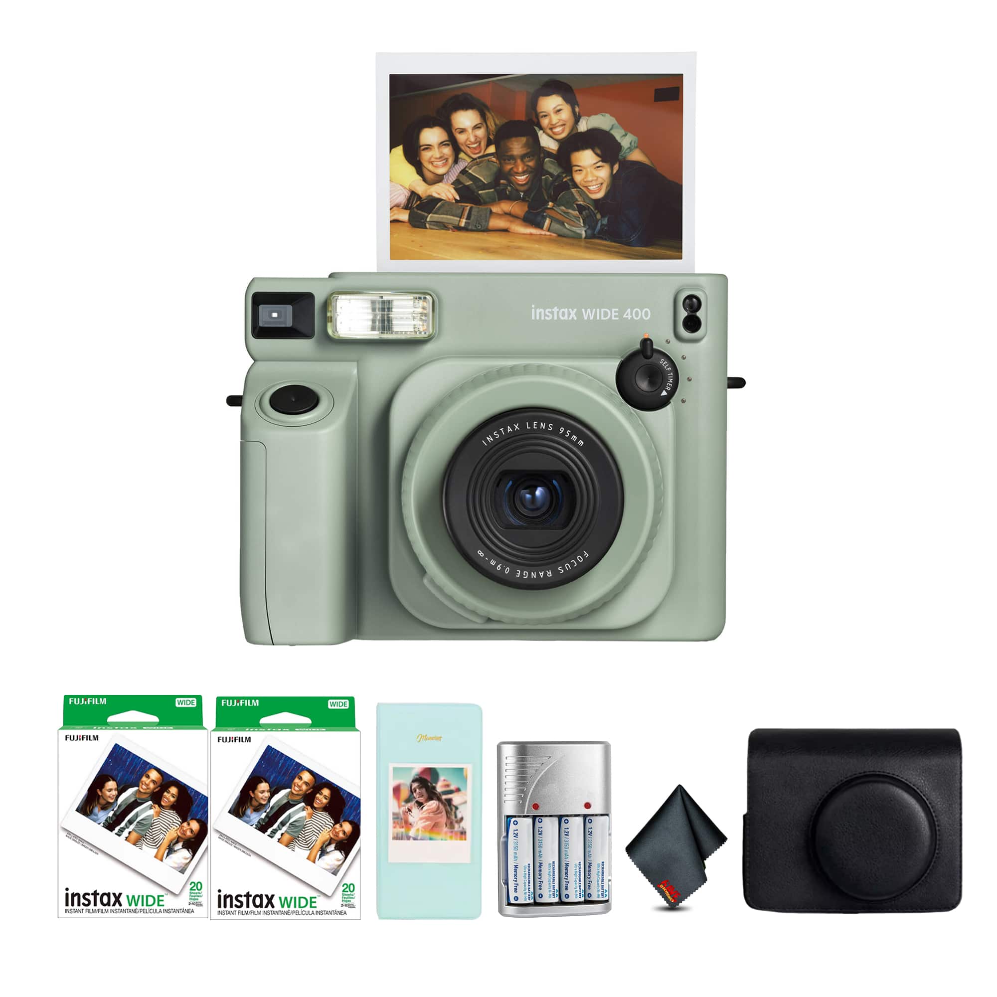 INSTAX Wide 400 Camera -Sage Green, Pack of 2 Fujifilm instax Wide Film