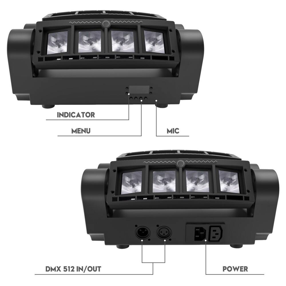 INDICATOR  
MENU  
MIC  
DMX 512 IN/OUT  
POWER