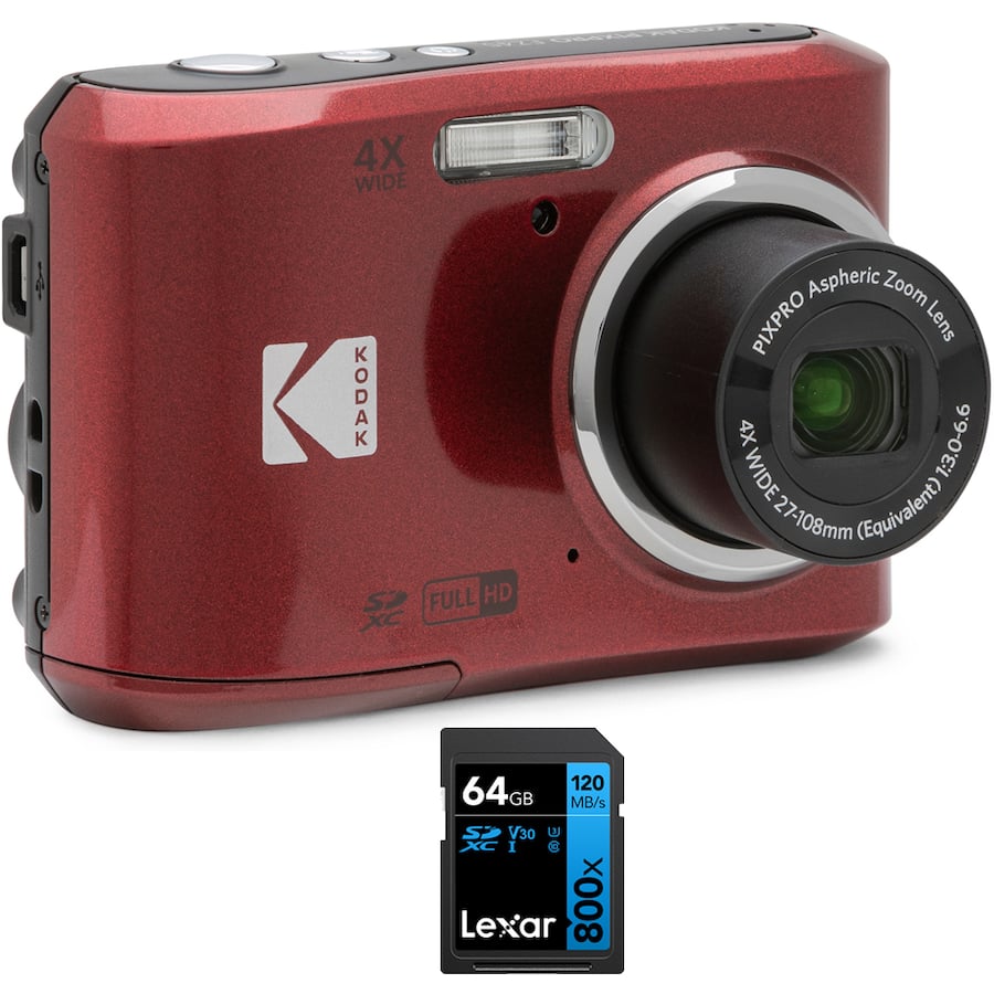 Kodak PIXPRO FZ45 16MP Digital Camera Red with Lexar 64GB Memory Kodak PIXPRO FZ45 16MP Digital Camera Red with Lexar 64GB Memory