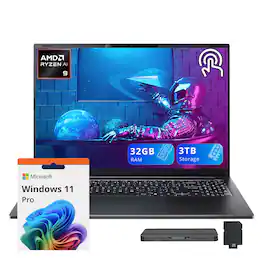 Acer - Upgraded - Swift Go 16 AI 16" WUXGA Touch Laptop,Ryzen AI 9 465,32GB RAM,2TB SSD+1TB Dock Set,Backlit Keyboard,Win11 Pro - Black